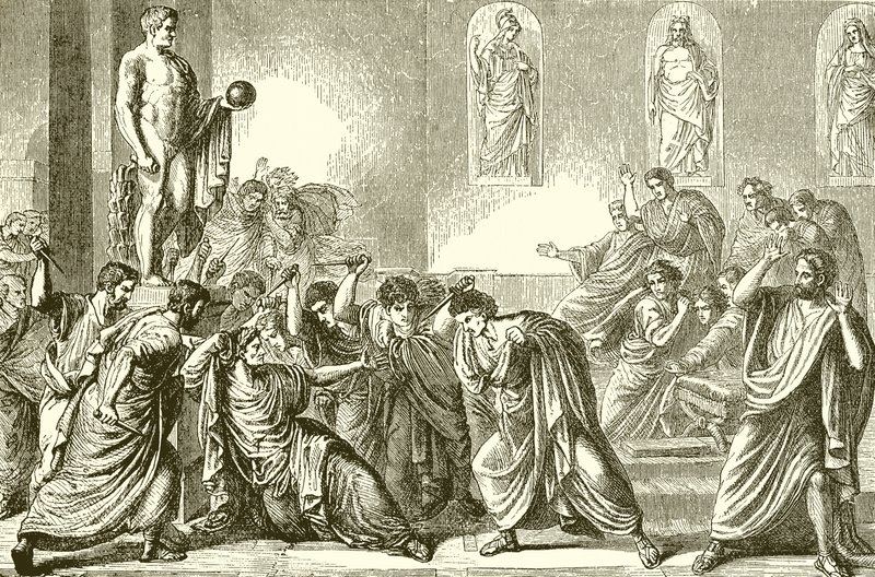 Julius Caesar meggyilkolása (metszet) alkotó: English School