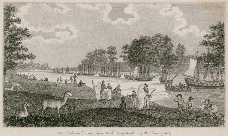 A Naumachia a Hyde Parkban az 1814-es béke ünneplésére alkotó: English School