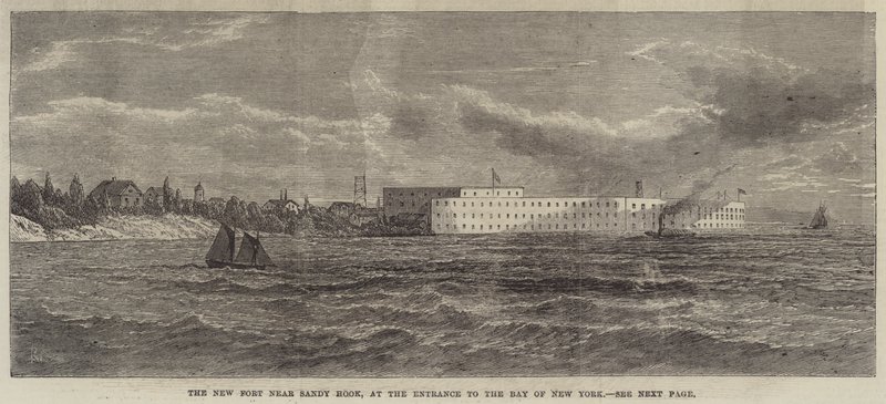 Az új erőd Sandy Hook közelében, a New York-i öböl bejáratánál (metszet) alkotó: English School