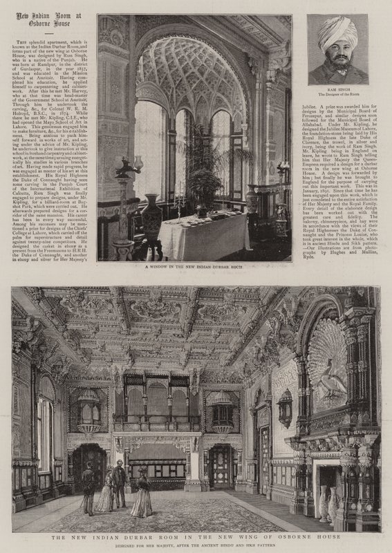 Az új indiai Durbar szoba az Osborne-ház új szárnyában (metszet) alkotó: English School