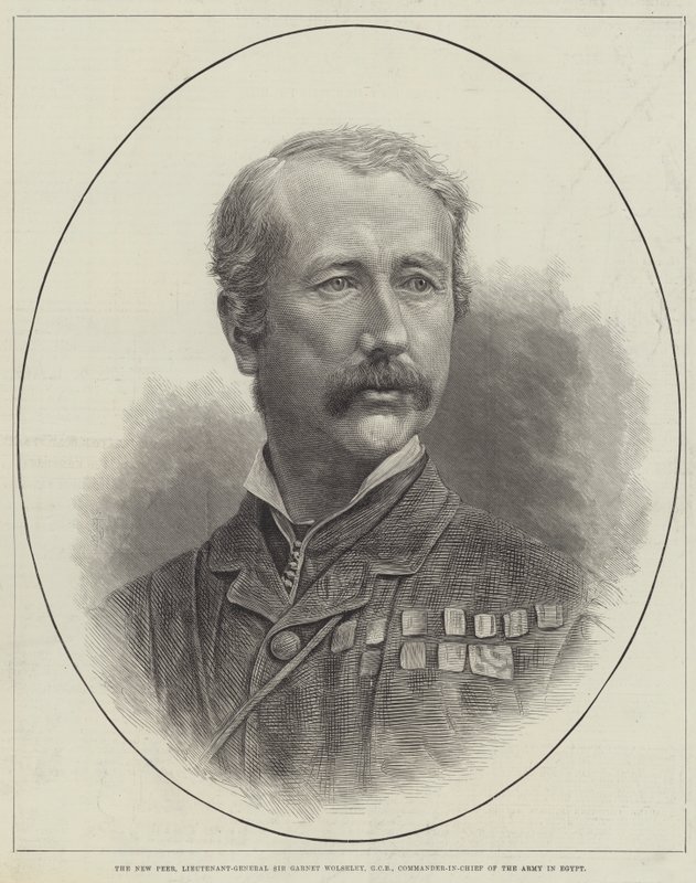 The New Peer, Sir Garnet Wolseley altábornagy, GCB, az egyiptomi hadsereg főparancsnoka (metszet) alkotó: English School