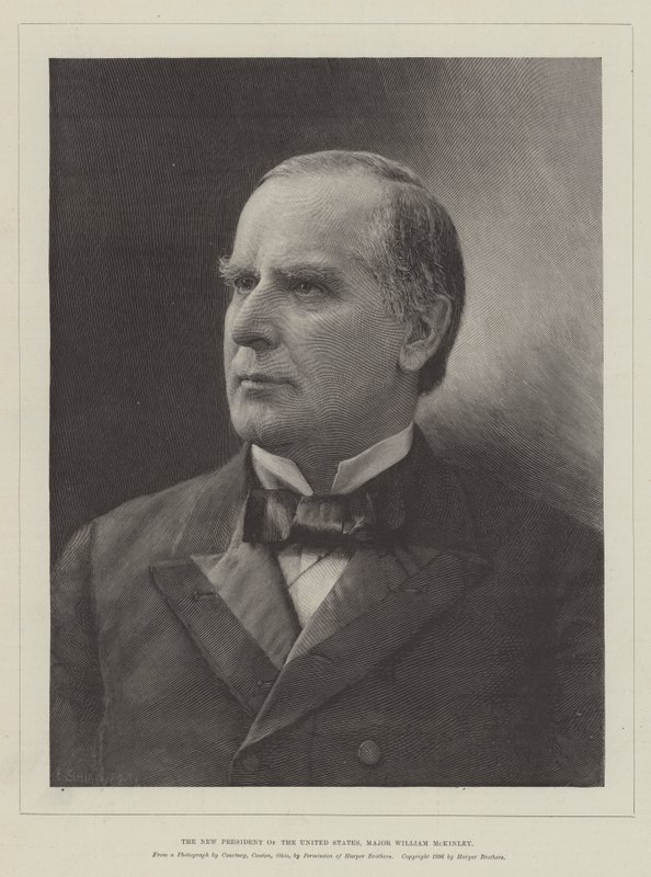 Az Egyesült Államok új elnöke, William McKinley őrnagy (metszet) alkotó: English School