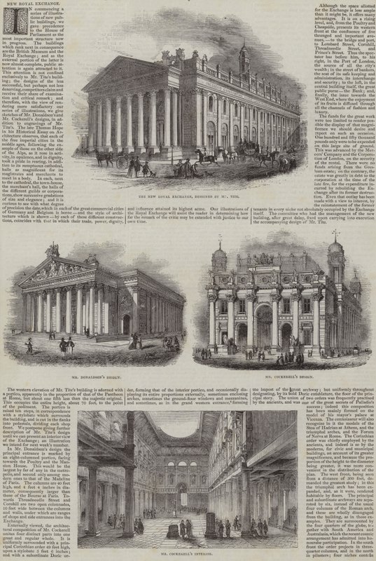 The New Royal Exchange, London, alternatív mintákkal (metszet) alkotó: English School