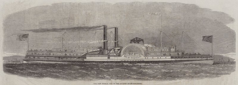 The New World, a Hudson River Steamers egyike (metszet) alkotó: English School