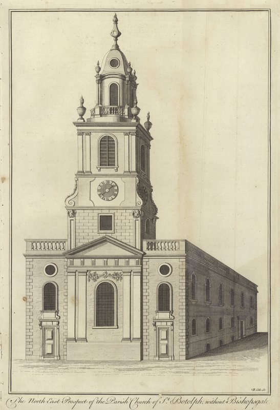 A St Botolph plébániatemplom északkeleti kilátója Bishopsgate nélkül, London alkotó: English School