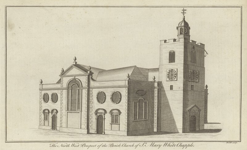 A londoni St Mary Whitechapel plébániatemplom északnyugati kilátása alkotó: English School