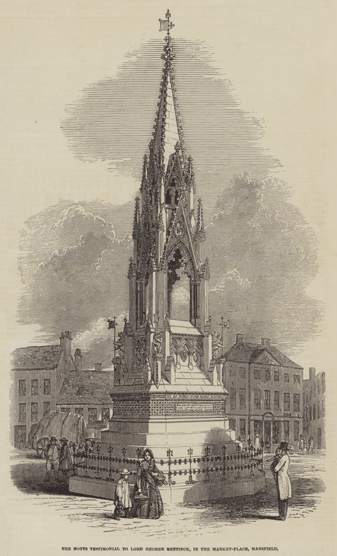 The Notts Testimonial Lord George Bentincknek, a Market-Placen, Mansfield (metszet) alkotó: English School
