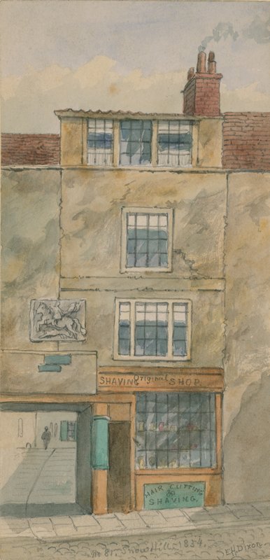 Az Old George Inn, Snow Hill, London, 1854-ben (wc papíron) alkotó: English School
