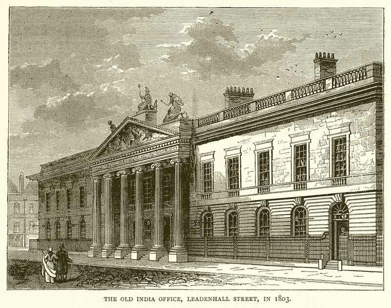 A régi indiai iroda, a Leadenhall Street, 1803-ban alkotó: English School