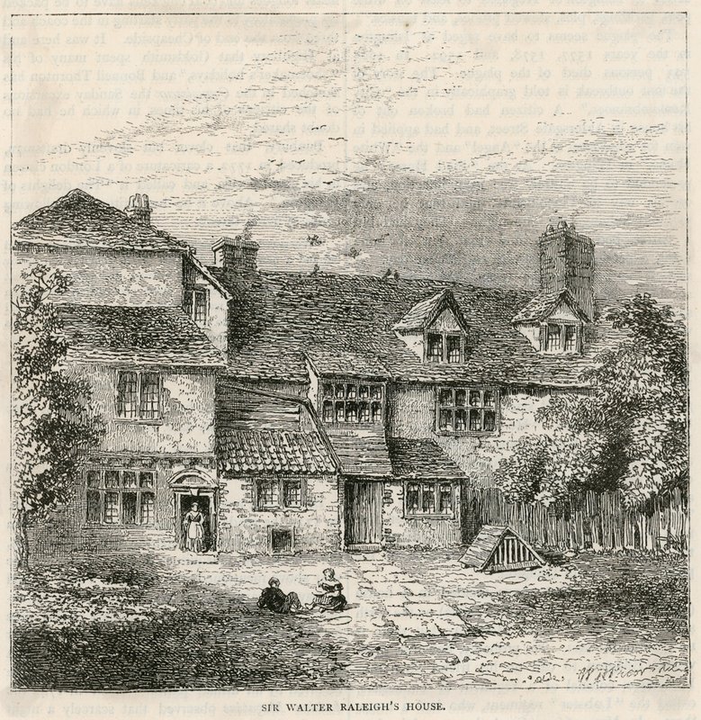 The Old Pied Bull (hátul), Sir Walter Raleigh háza alkotó: English School