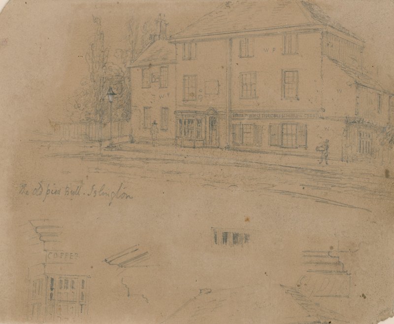 The Old Pied Bull Inn, Islington (tinta papíron) alkotó: English School
