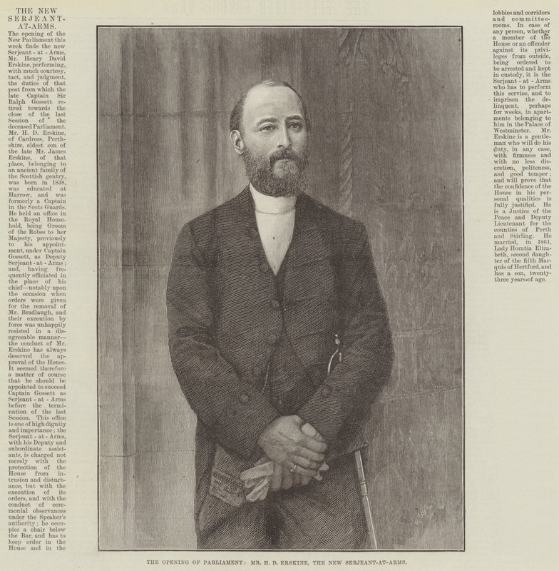 A Parlament megnyitása, H. D. Erskine úr, az új fegyvernök (metszet) alkotó: English School
