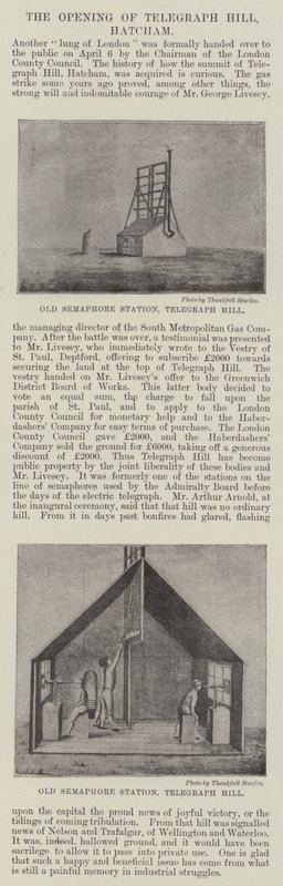 A Telegraph Hill megnyitása, Hatcham (metszet) alkotó: English School