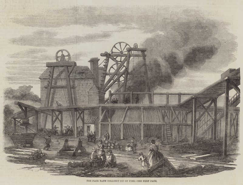 The Page Bank Colliery-Pit on Fire (metszet) alkotó: English School