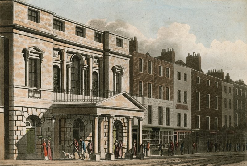 A Pantheon palladi homlokzata és bejárati karzata 1814-ben alkotó: English School