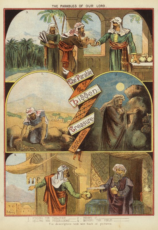 Krisztus példázatai: A rejtett kincs példázata (chromolitho) alkotó: English School