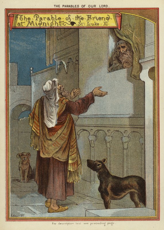 Krisztus példázatai: Példabeszéd a barátról éjfélkor (chromolitho) alkotó: English School
