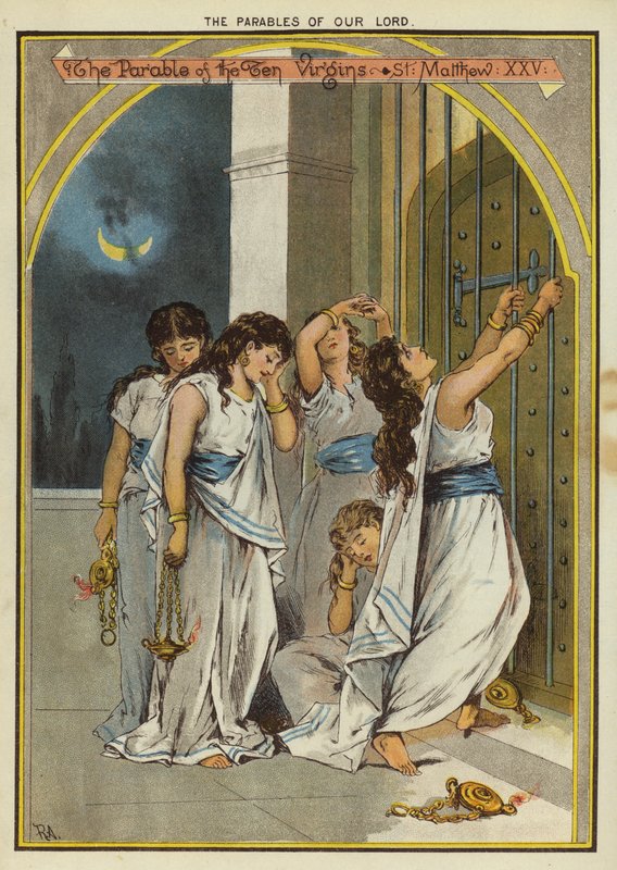 Krisztus példázatai: A tíz szűz példázata (chromolitho) alkotó: English School