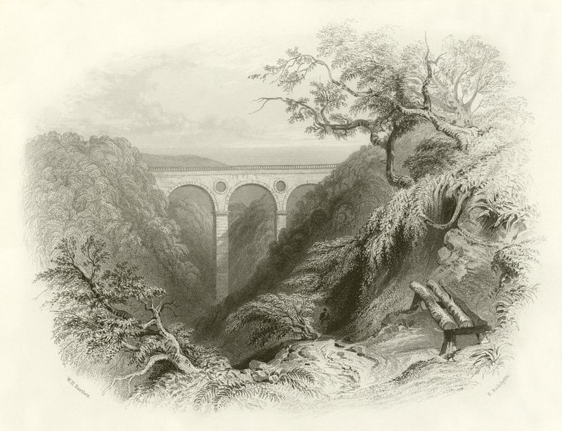 A Peaths Bridge és a szakadék, Berwickshire alkotó: English School
