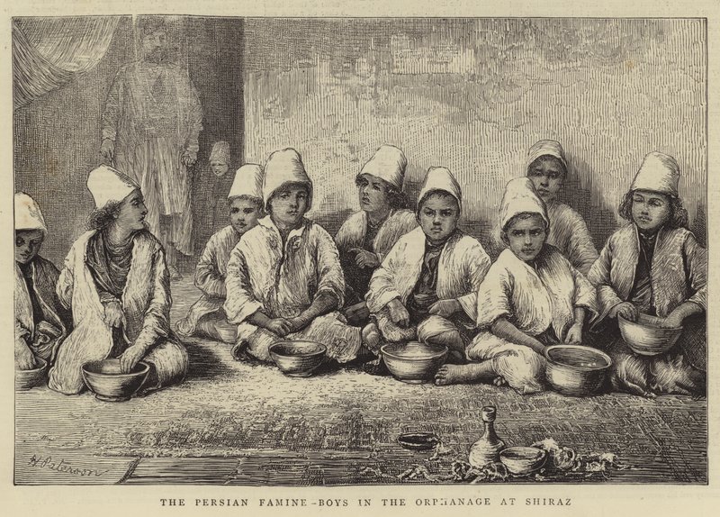 A perzsa éhínség, Fiúk az árvaházban Shirazban alkotó: English School