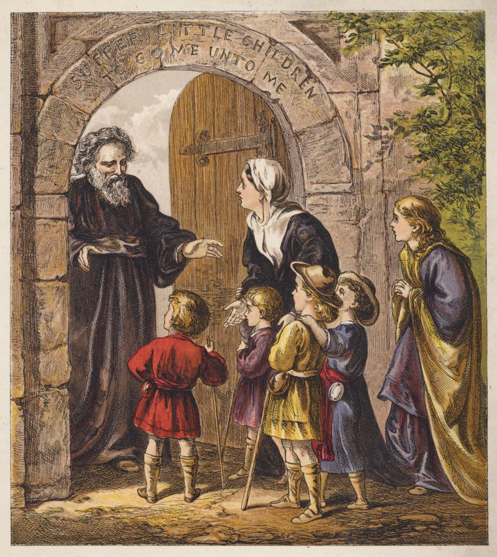 A zarándokgyerekek (színes litográfia) alkotó: English School