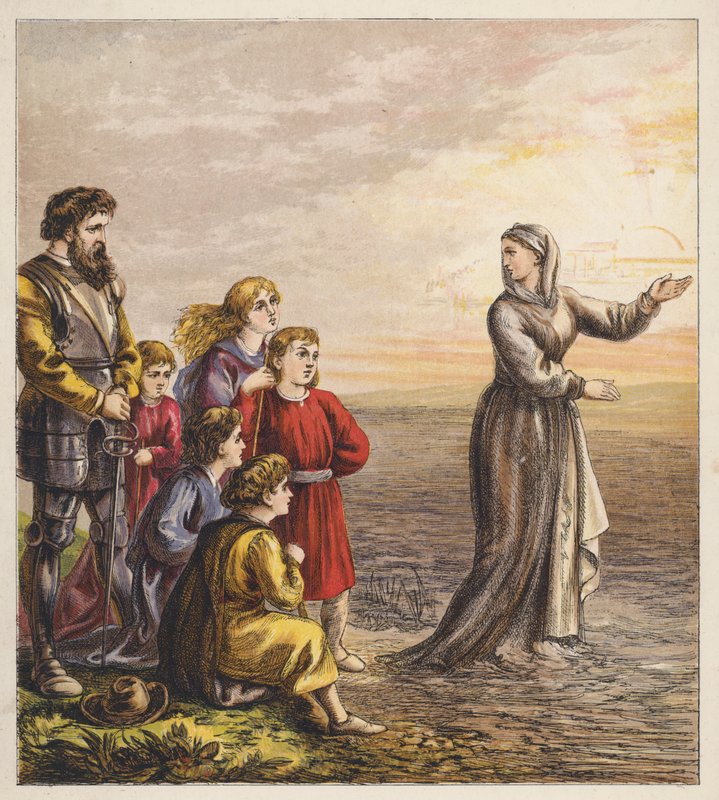 A zarándokgyerekek (színes litográfia) alkotó: English School
