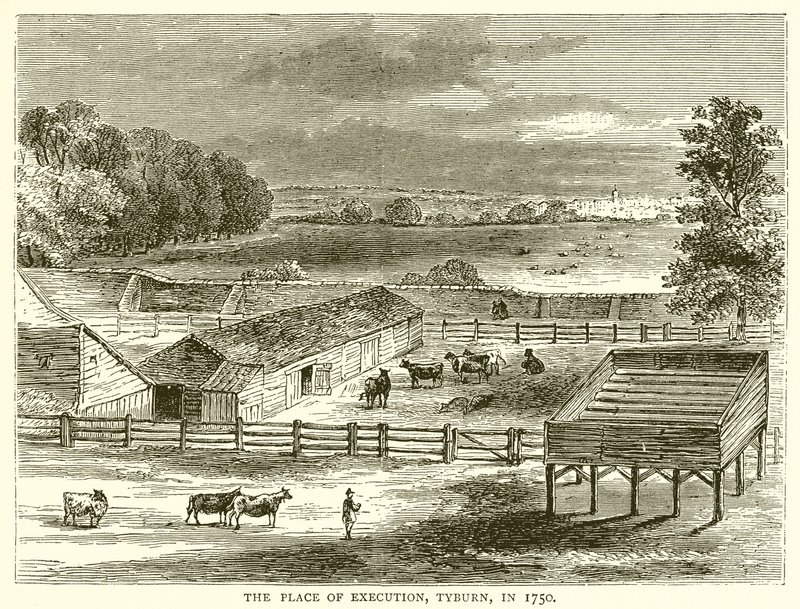 A kivégzés helye, Tyburn, 1750-ben alkotó: English School