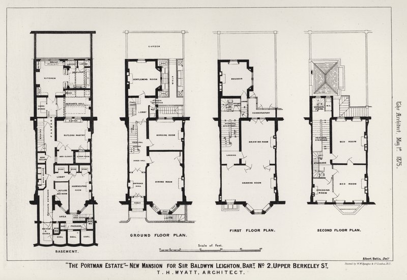 "The Portman Estate", Sir Baldwyn Leighton új kastélya, Baronet, 2. szám, Upper Berkeley Street (metszet) alkotó: English School