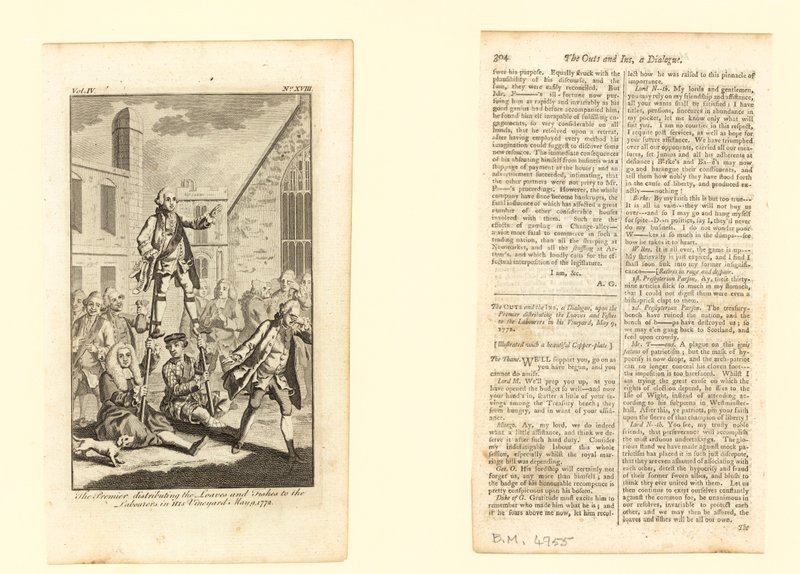 A miniszterelnök, aki kenyeret és halat oszt a munkásoknak a szőlőjében, 1772. május 9. alkotó: English School