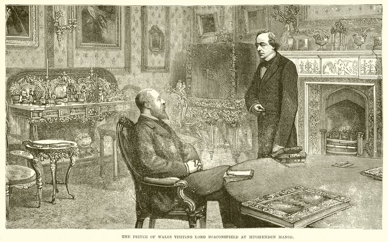 A walesi herceg látogatása Lord Beaconsfieldben a Hughenden Manorban alkotó: English School
