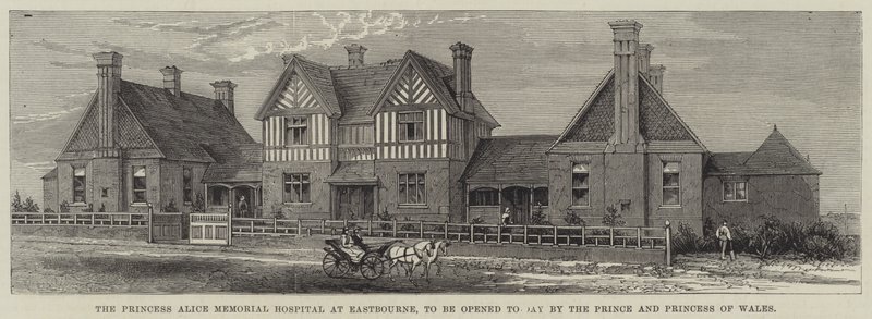 A Princess Alice Memorial Hospital Eastbourne-ben, amelyet ma nyit meg a walesi herceg és hercegnő (metszet) alkotó: English School