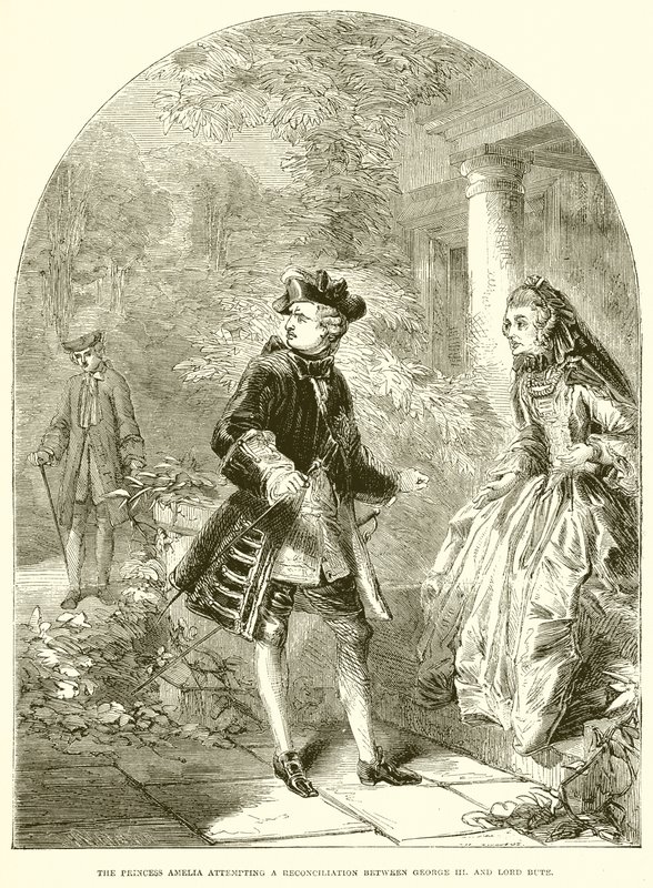 Amelia hercegnő kibékülni próbál III. György között. és Lord Bute alkotó: English School