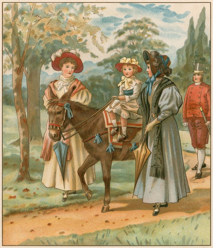 Viktória hercegnő lovagol a Kensington Gardensben alkotó: English School