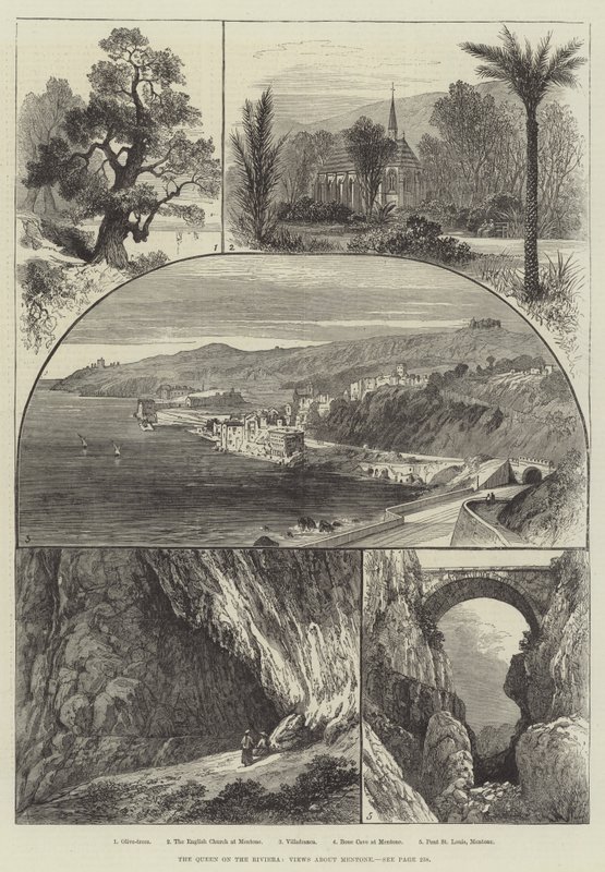 A királynő a Riviérán, Nézetek Mentone-ról (metszet) alkotó: English School