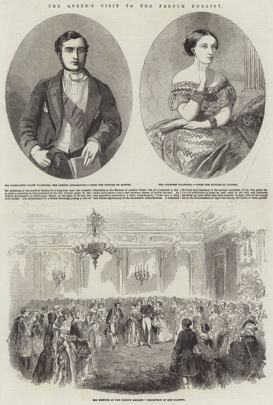 A királynő látogatása a francia nagykövetségen (metszet) alkotó: English School