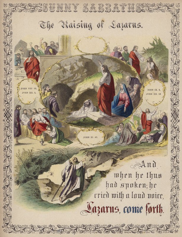 Lázár feltámasztása (színes metszet) alkotó: English School