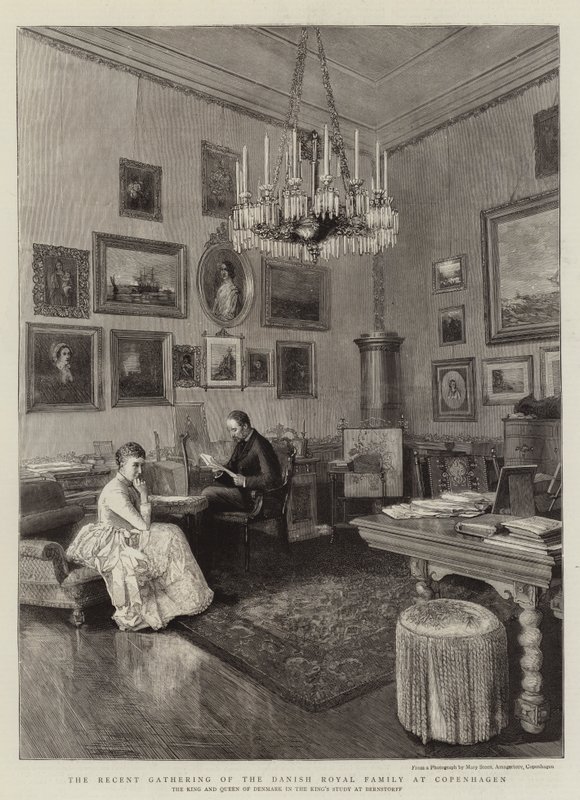 A dán királyi család legutóbbi összejövetele Koppenhágában (metszet) alkotó: English School