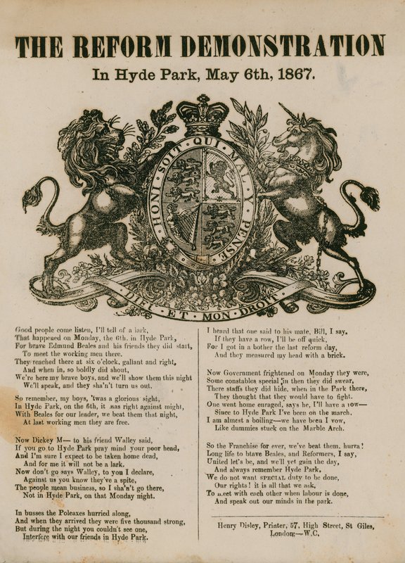 A reformdemonstráció a Hyde Parkban, 1867. május 6 alkotó: English School