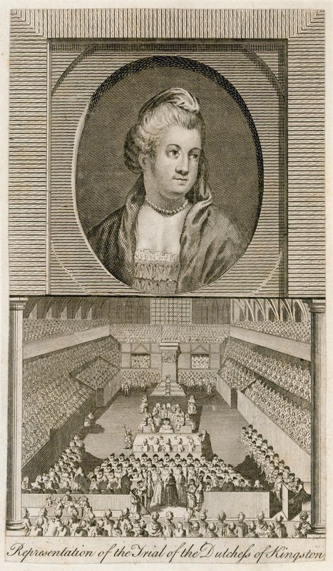 A Kingston hercegnő perének ábrázolása a Westminster Hallban alkotó: English School