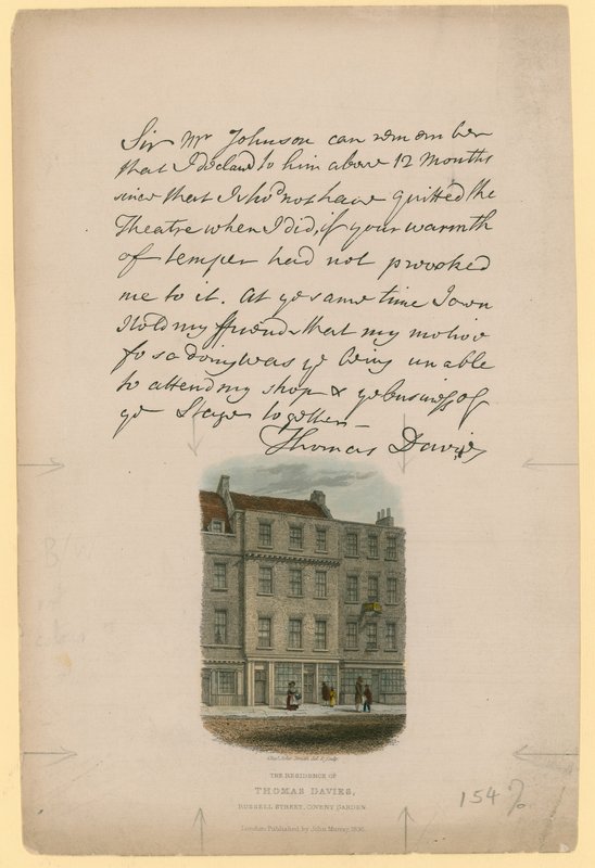 Thomas Davies rezidenciája, Russell Street, Covent Garden, London alkotó: English School