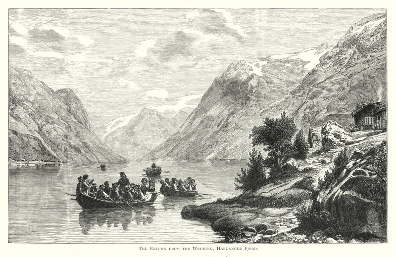 A visszatérés az esküvőről, Hardanger-fjord (metszet) alkotó: English School