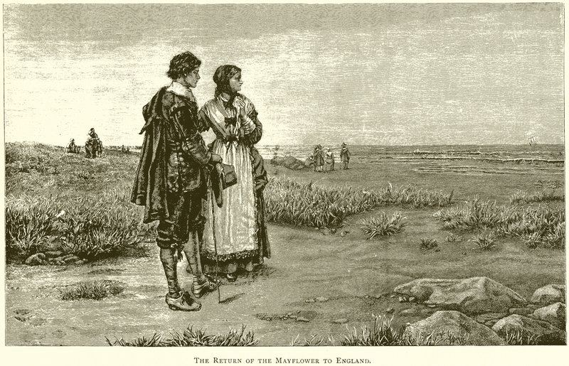 A Mayflower visszatér Angliába alkotó: English School