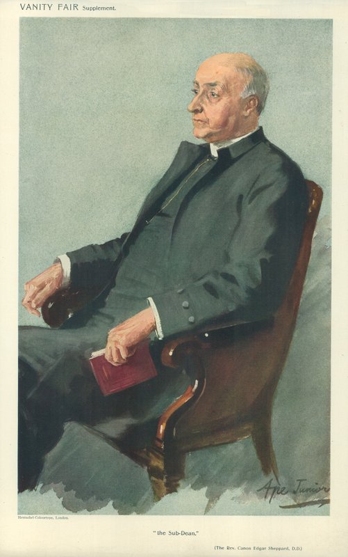 Edgar Sheppard tiszteletes kanonok, Az aldékán, 1911. április 12., Vanity Fair rajzfilm alkotó: English School