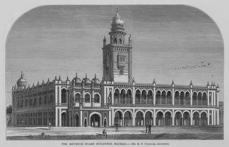 The Revenue Board Buildings, Madras (metszet) alkotó: English School