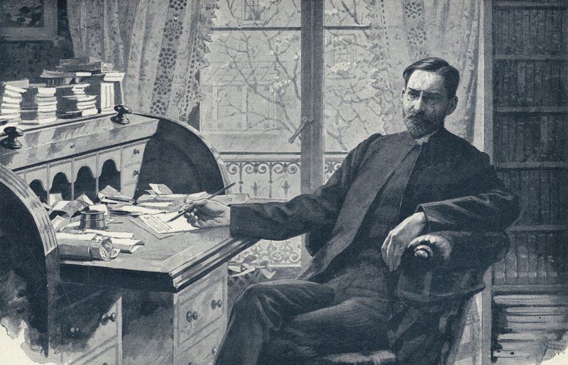 Hugh Price tiszteletes Hughes tanulmányában (litho) alkotó: English School