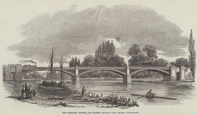 Richmond, Windsor és Staines vasúti híd Richmondban (metszet) alkotó: English School