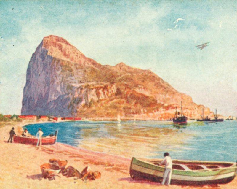 A gibraltári szikla (színes litográfia) alkotó: English School