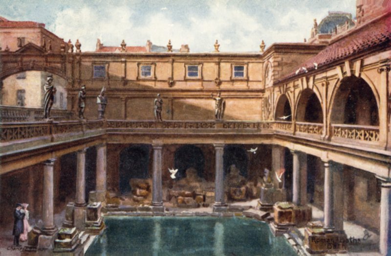 A római fürdő, Bath (színes litó) alkotó: English School
