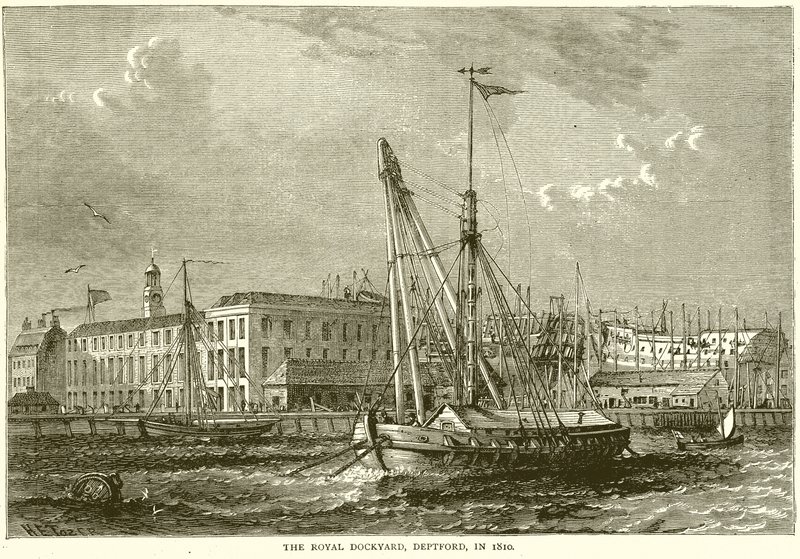 A Royal Dockyard, Deptford, 1810-ben alkotó: English School
