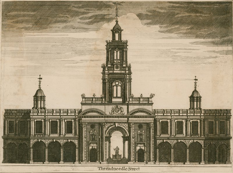 A Royal Exchange, Threadneedle Street, London alkotó: English School